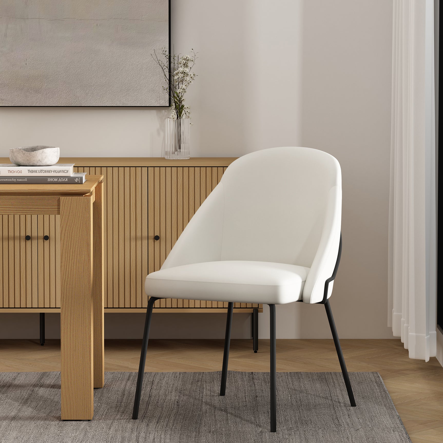 Gracie Dining Chair in White and Black - Ornate Home