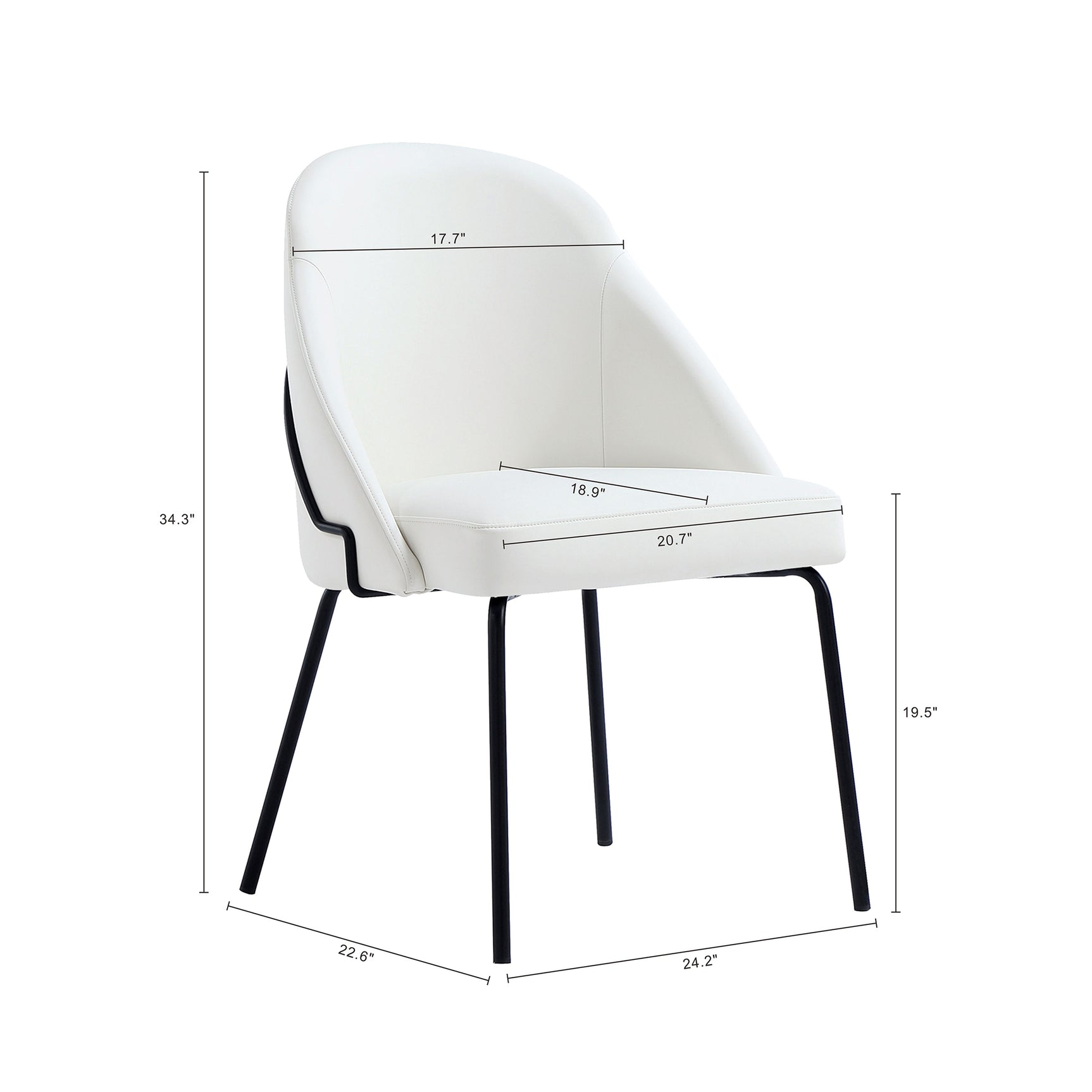 Gracie Dining Chair in White and Black - Ornate Home