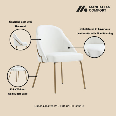 Gracie Dining Chair in White and Gold - Ornate Home