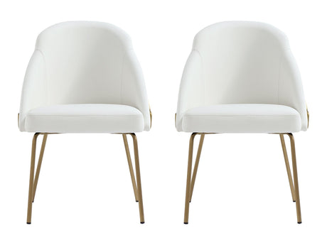 Gracie Dining Chair in White and Gold (set of 2) - Ornate Home