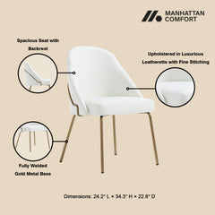 Gracie Dining Chair in White and Gold (set of 2) - Ornate Home