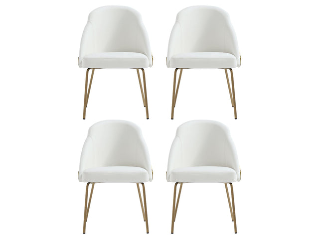 Gracie Dining Chair in White and Gold (set of 4) - Ornate Home