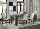 Grady Brown 7-Piece Dining Set with Table & Six Upholstered Side Chairs