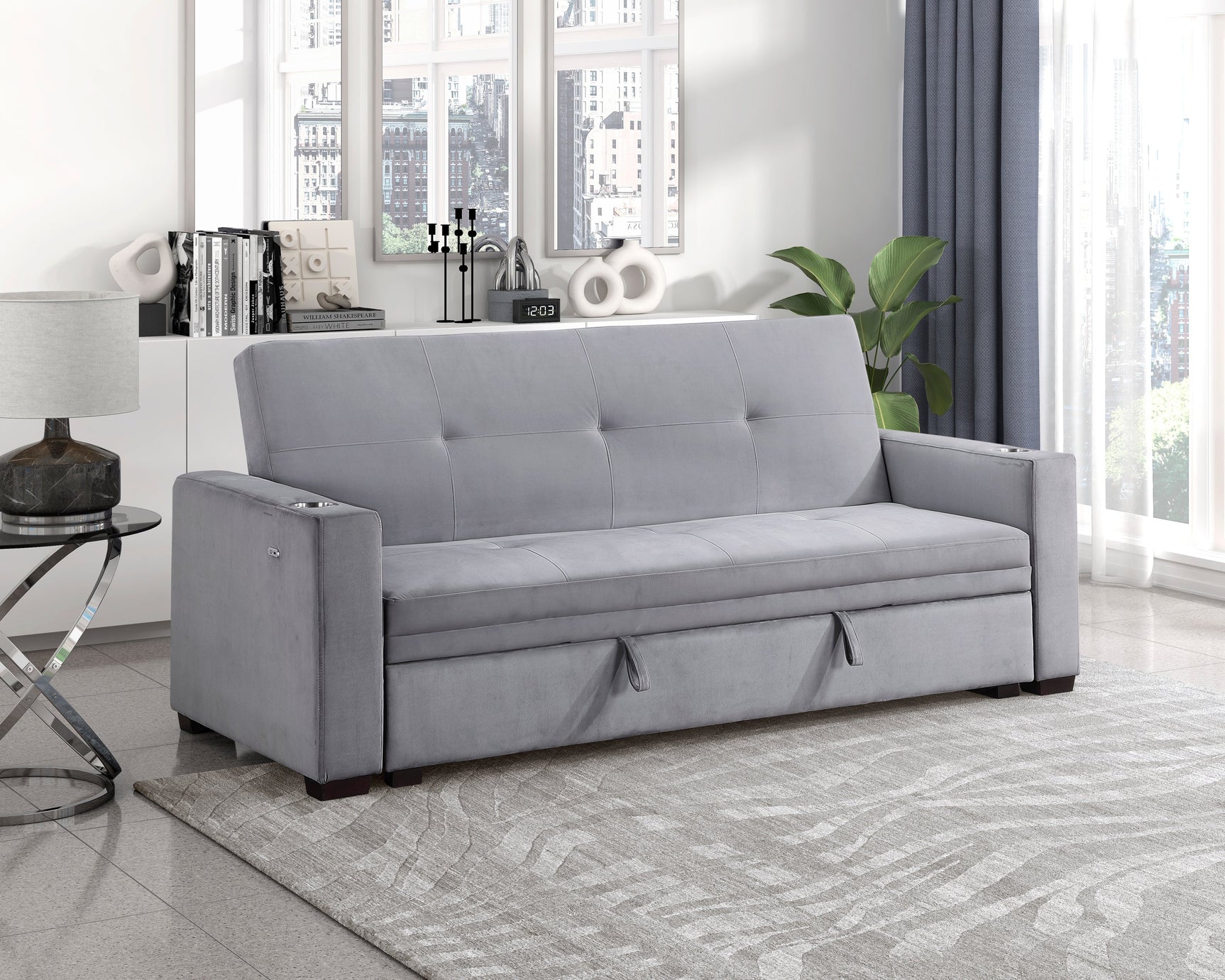 Grady Gray Convertible Sofa - Ornate Home