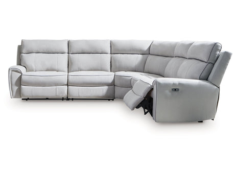 Grafton Pike Pearl/Ash 5-Piece Dual Power Reclining Modular Sectional - Ornate Home