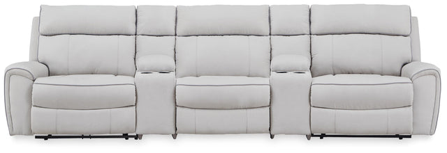 Grafton Pike Pearl/Ash 5-Piece Power Reclining Sectional (Online Special Price) - Ornate Home