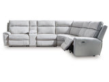 Grafton Pike Pearl/Ash 6-Piece Dual Power Reclining Sectional with Console (Online Special Price) - Ornate Home