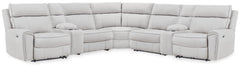 Grafton Pike Pearl/Ash 7-Piece Reclining Sectional with Storage Consoles - Ornate Home