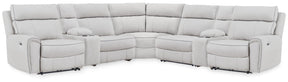 Grafton Pike Pearl/Ash 7-Piece Reclining Sectional with Storage Consoles - Ornate Home