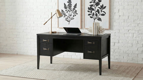 Graham Black 54-inch 4-drawer Double Pedestal Lift Top Computer Desk - Ornate Home