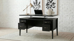 Graham Black 54-inch 4-drawer Double Pedestal Lift Top Computer Desk - Ornate Home