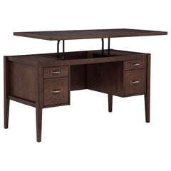 Graham Chocolate 54-inch 4-drawer Double Pedestal Lift Top Computer Desk - Ornate Home