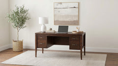 Graham Chocolate 54-inch 4-drawer Double Pedestal Lift Top Computer Desk - Ornate Home