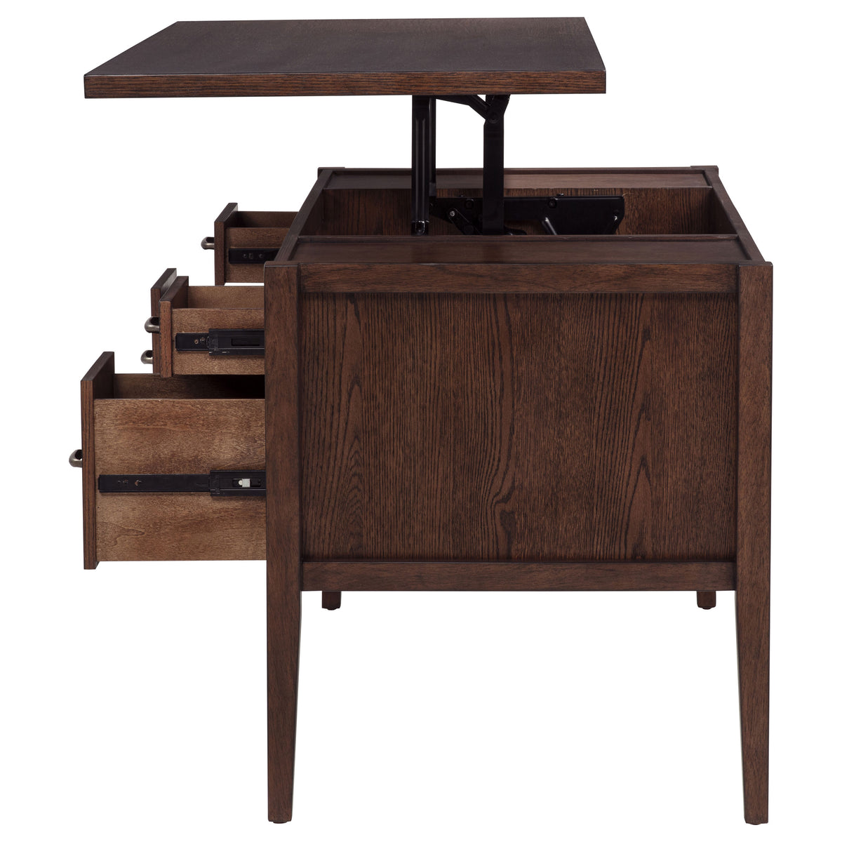 Graham Chocolate 54-inch 4-drawer Double Pedestal Lift Top Computer Desk - Ornate Home