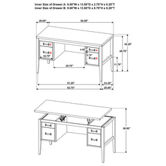 Graham Chocolate 54-inch 4-drawer Double Pedestal Lift Top Computer Desk - Ornate Home