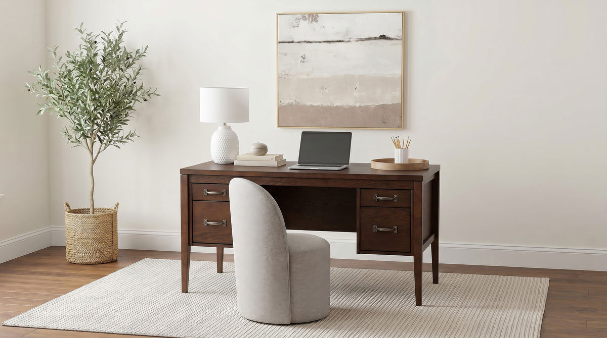 Graham Chocolate 54-inch 4-drawer Double Pedestal Lift Top Computer Desk - Ornate Home