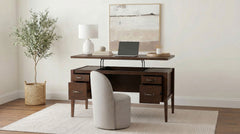 Graham Chocolate 54-inch 4-drawer Double Pedestal Lift Top Computer Desk - Ornate Home