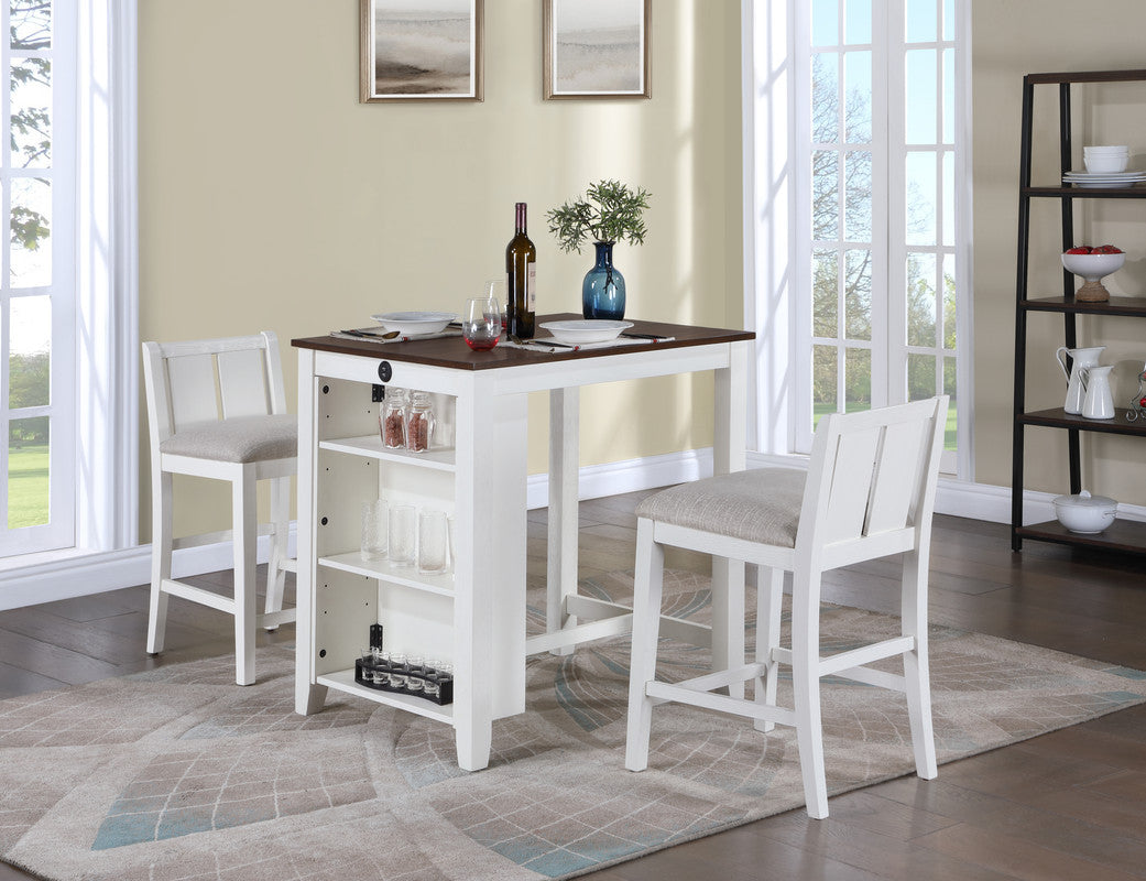 Graham White 36" 3-Piece Counter Height Dining Set