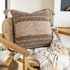 Grahamston Brown Geometric Pattern Throw Pillow - Clearance - Ornate Home
