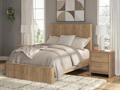 Gramburg Warm Natural Brown Full Panel Platform Bed - Ornate Home