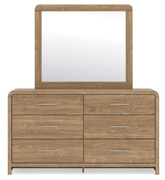 Gramburg Warm Natural Brown Queen Panel Bed, Dresser and Mirror - Ornate Home