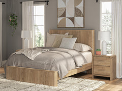 Gramburg Warm Natural Brown Queen Panel Platform Bed - Ornate Home