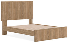 Gramburg Warm Natural Brown Queen Panel Platform Bed - Ornate Home