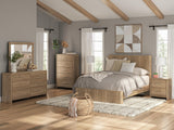 Gramburg Warm Natural Brown Queen Panel Platform Bed - Ornate Home