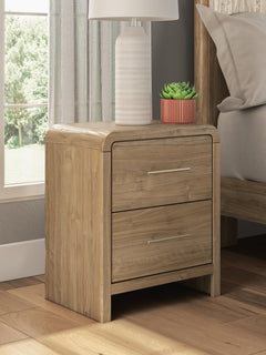 Gramburg Warm Natural Brown Two Drawer Nightstand - Ornate Home