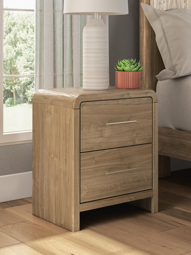 Gramburg Warm Natural Brown Two Drawer Nightstand - Ornate Home