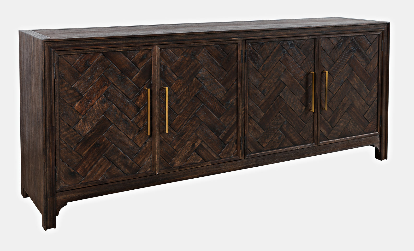 Gramercy Dark Chevron 4 Door Accent Cabinet - Ornate Home