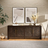 Gramercy Dark Chevron 4 Door Accent Cabinet - Ornate Home
