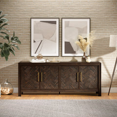 Gramercy Dark Chevron 4 Door Accent Cabinet - Ornate Home
