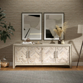Gramercy Grey Wash 4 Door Accent Cabinet - Ornate Home