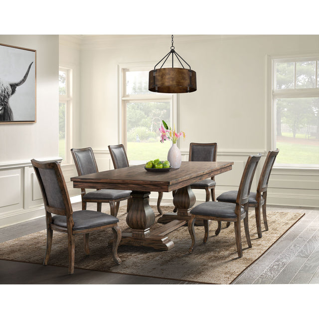 Gramercy Walnut 7-Piece Dining Set with Table & Six Chairs - Ornate Home