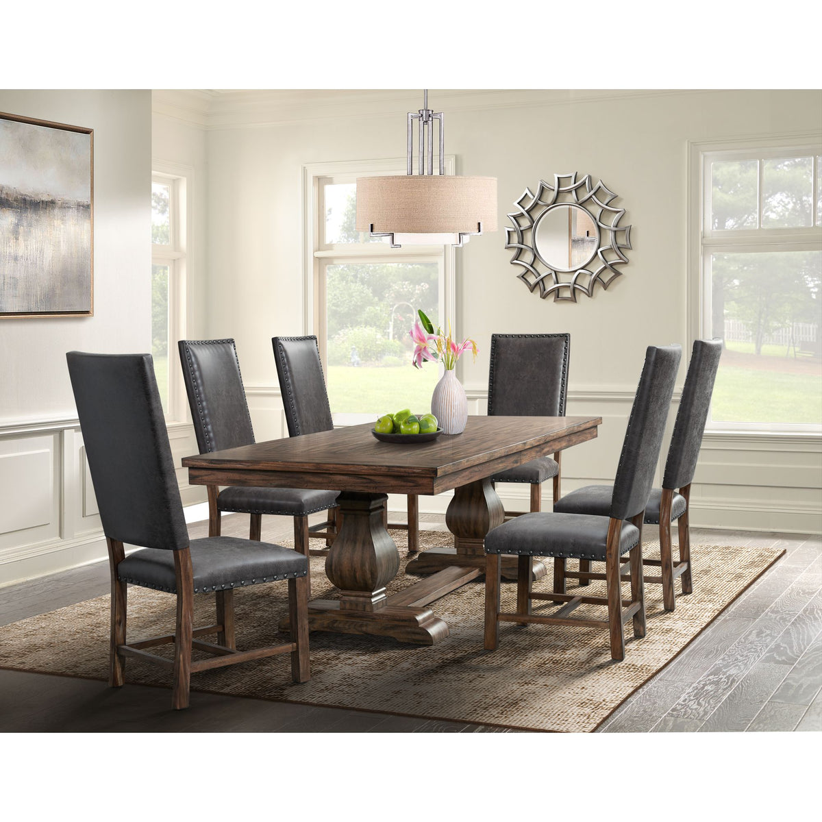 Gramercy Walnut Dining Straight Leg Side Chair (Set of 2) - Ornate Home