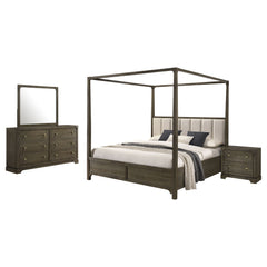 Gran Park Dark Cocoa 4-piece Eastern King Canopy Bedroom Set - Ornate Home