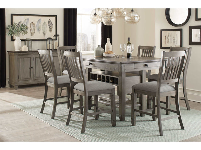 Granby Coffee & Antique Gray Counter Height Dining Room Set / 7pc - Ornate Home