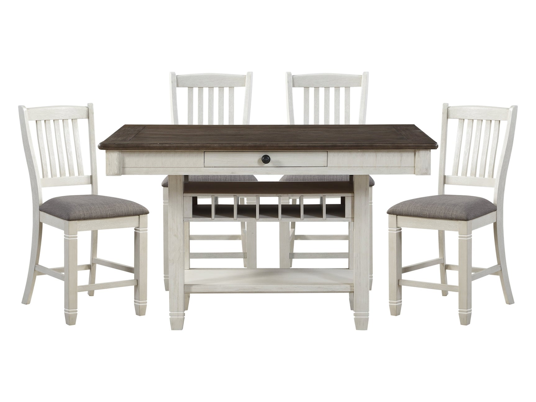 Granby Gray /Antique White/Rosy Brown 5-piece Dinig Table Set (4 Drawers) - Ornate Home