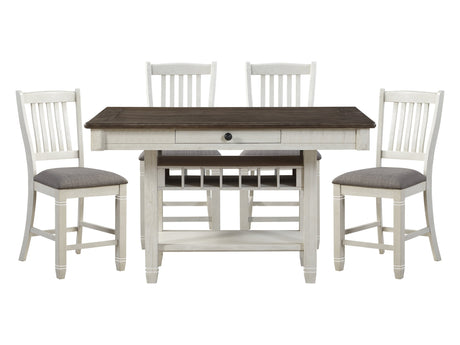 Granby Gray /Antique White/Rosy Brown 5-piece Dinig Table Set (4 Drawers) - Ornate Home