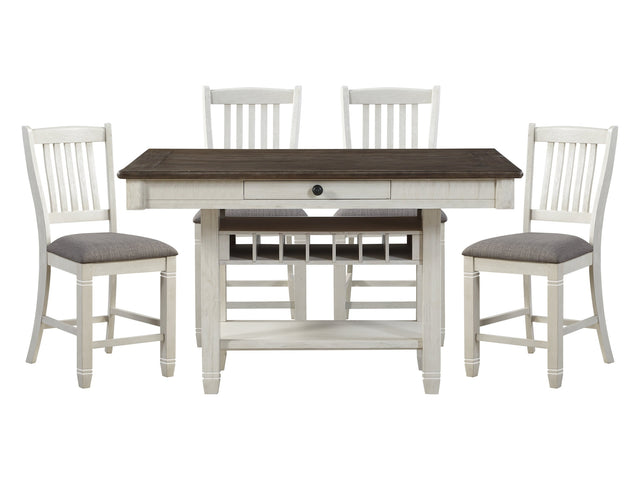 Granby Gray /Antique White/Rosy Brown 5-piece Dinig Table Set (4 Drawers) - Ornate Home