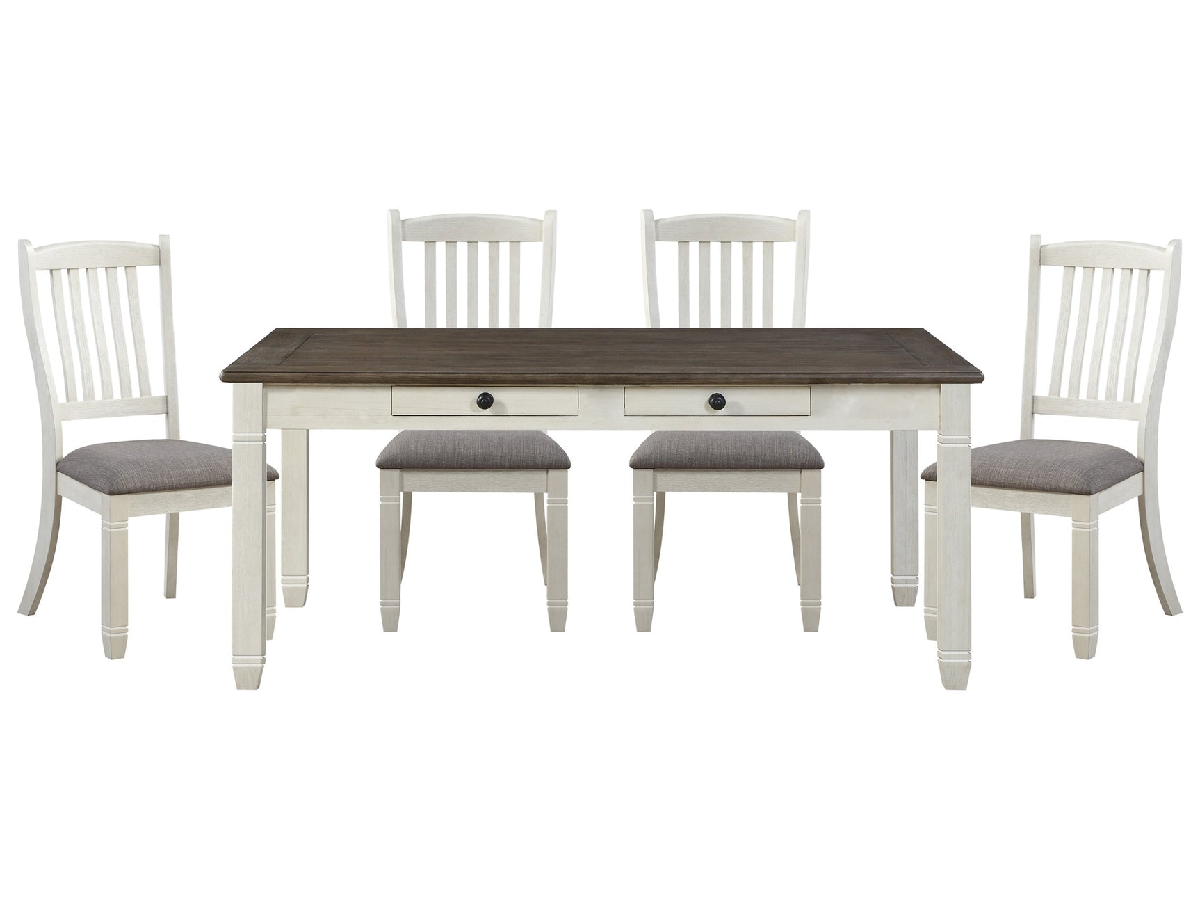 Granby Gray /Antique White/Rosy Brown 5-piece Dinig Table Set (6 Drawers) - Ornate Home