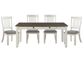 Granby Gray /Antique White/Rosy Brown 5-piece Dinig Table Set (6 Drawers) - Ornate Home
