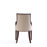 Grand Faux Leather and Velvet Dining Armchair in Tan - Ornate Home