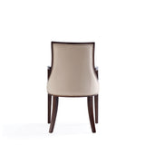 Grand Faux Leather and Velvet Dining Armchair in Tan (set of 2) - Ornate Home
