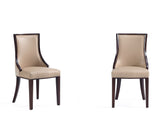 Grand Faux Leather and Velvet Dining Chair in Tan (set of 2) - Ornate Home