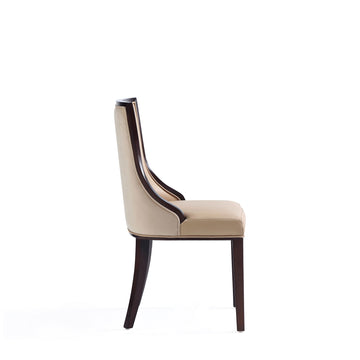 Grand Faux Leather and Velvet Dining Chair in Tan (set of 2) - Ornate Home