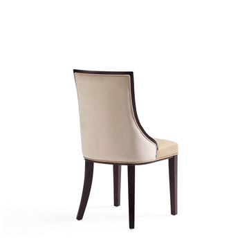 Grand Faux Leather and Velvet Dining Chair in Tan (set of 2) - Ornate Home