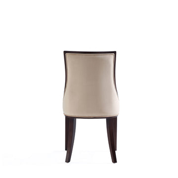Grand Faux Leather and Velvet Dining Chair in Tan (set of 2) - Ornate Home