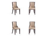 Grand Faux Leather and Velvet Dining Chair in Tan (set of 4) - Ornate Home